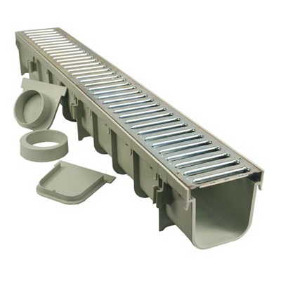 215256 Channel Drain Kit, Steel With Metal Grate