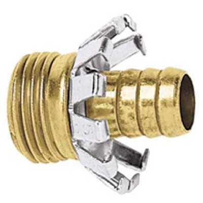 0.75 In. Green Thumb Clincher Hose Mender Male Connector, Brass