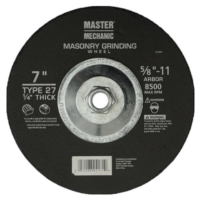 122294 7 X 0.25 X 0.625-11 In. Master Mechanic Masonry Grinding Wheel