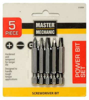 616904 Master Mechanic Power Screwdriver Bit Set - 5 Piece