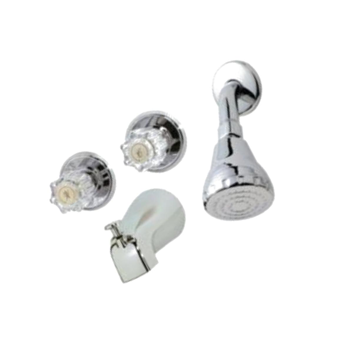 Picture of Homewerks Worldwide 210524 Bay Pointe 2-Acrylic Handle Combination Tub & Shower Faucet, Chrome Finish