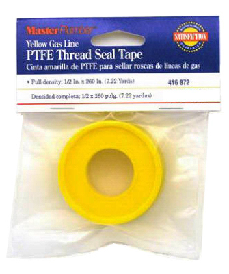 416872 0.5 X 260 In. Master Plumber Gas Line Pipe Thread Seal, Yellow