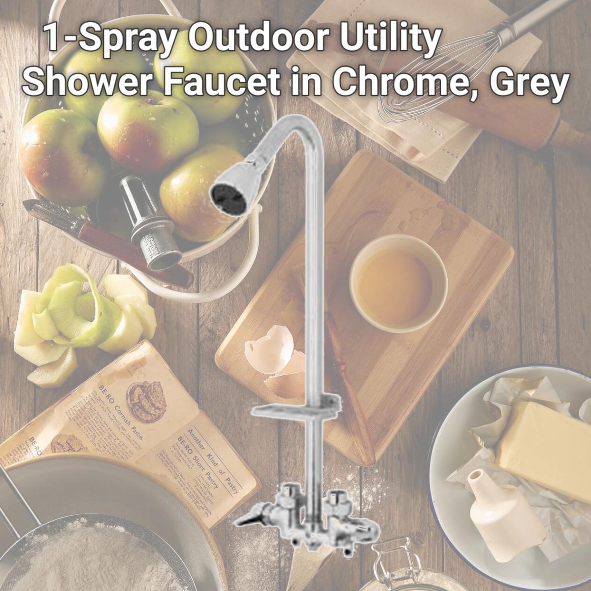 Picture of Homewerks Worldwide 210527 1-Spray Outdoor Utility Shower Faucet in Chrome, Grey