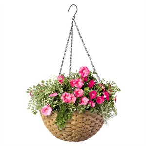 Products 213680 14 In. Natural Resin Wicker Hanging Basket