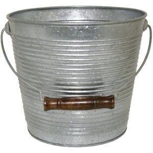 10 In. Galvanized Planter, Ribbed Metal
