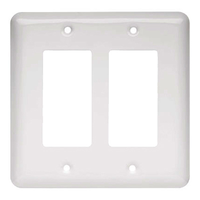 224097 Stamped Round 2 Gang Decorator Wall Plate, White