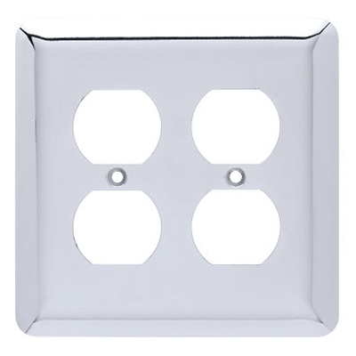 224093 Stamped Round Double Duplex Wall Plate, Polished Chrome