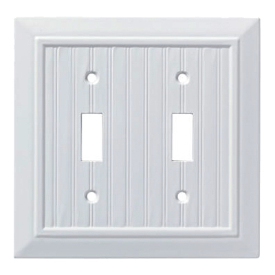 224090 Classic Beadboard Double Switch Wall Plate - Pure White