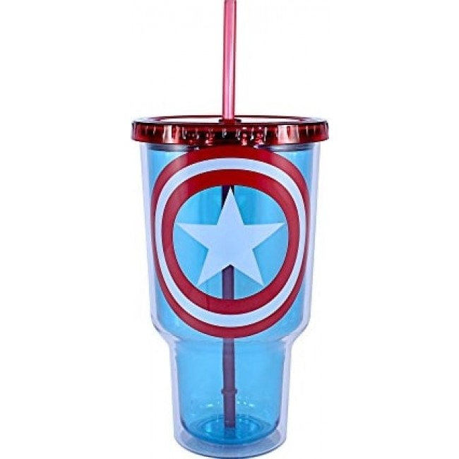 230872 32 Oz Captain America - Shield Jumbo Cold Cup With Lid & Straw