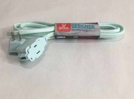 234730 9 Ft. 3-outlet Fabric Wrapped Extension 16 By 2 Cord, Mint