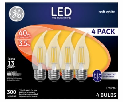 234678 3.5w Medium-base Decorative Led Light Bulb, Clear - Pack Of 4