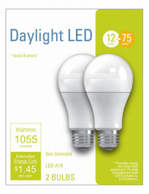 235066 12w A21 Led Light Bulb, Daylight - Pack Of 2