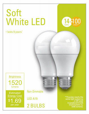 235067 13w A21 Led Light Bulb, Soft White - Pack Of 2
