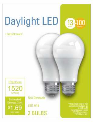 235068 13w A21 Led Light Bulb, Daylight - Pack Of 2
