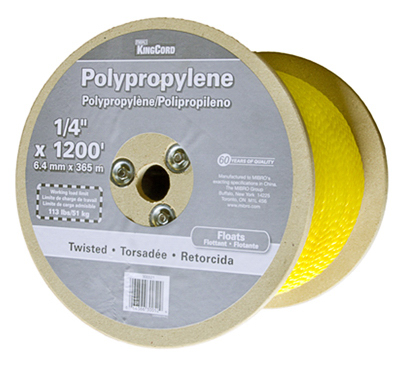 235077 0.25 X 1200 In. Twisted Polypropylene Rope, Yellow