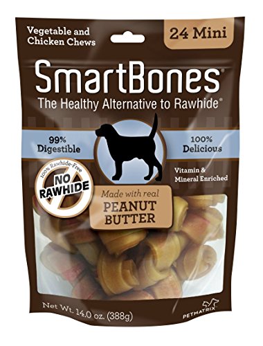 Spectrum Brands Pet 236132 Smart Bones Peanut Butter Dog Chew, Mini - Pack Of 24