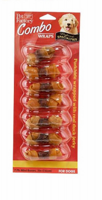 Pet Factory 236543 3 In. Mini Porkhide With Duck Meat Combo Wrap Dog Bone - Pack Of 7