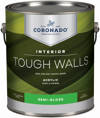 236068 Coronado Tough Walls Gallon Semi-gloss Finish Acrylic Latex Interior Paint & Primer, White