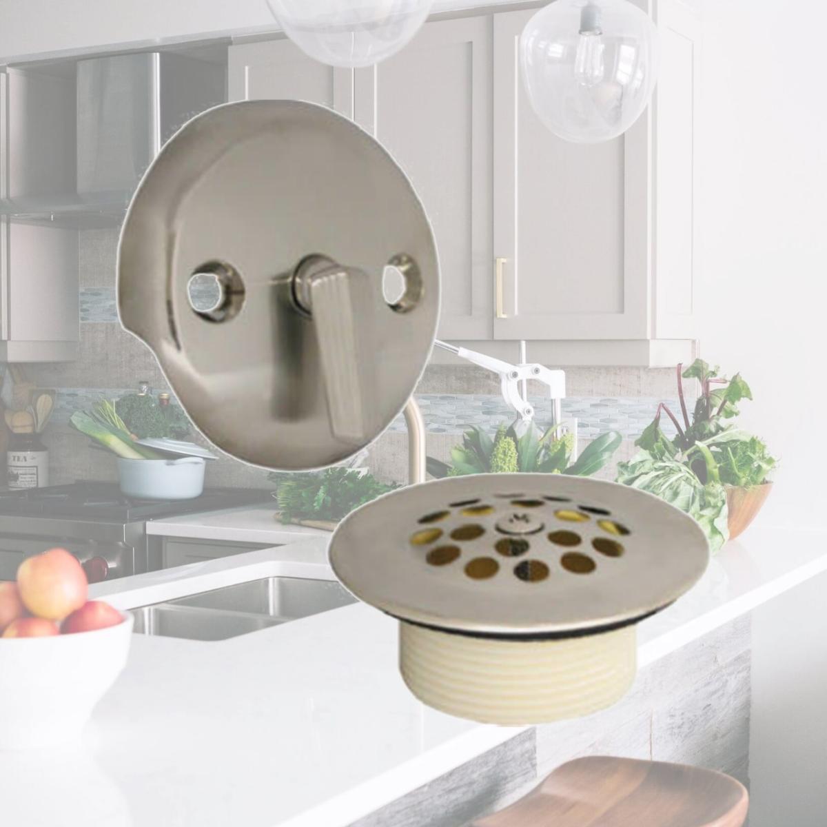 Picture of Danco 89242 Bath Drain Kit With Trip Lever Overflow Plate- Brushed Nickel