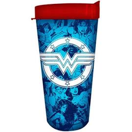 230885 16 Oz Wonder Woman Multi Panels Logo Stars Domestic Tumbler