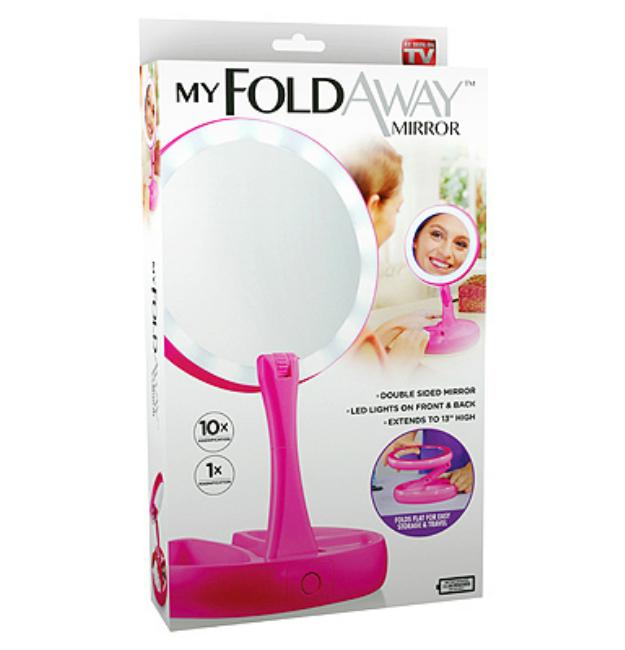 239292 My Fold-away 2013 Double Sided Led Light Vanity Mirror, Pink