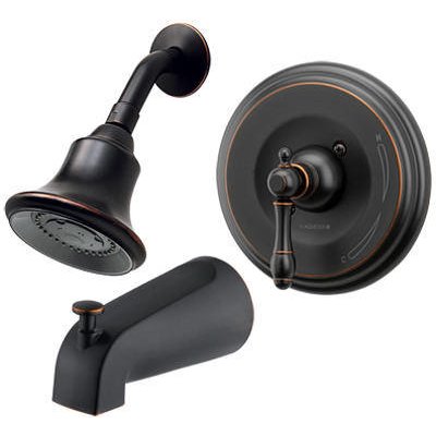 239948 Homepointe Tub & Shower Faucet With Vintage Lever Handle - Brushed Bronze