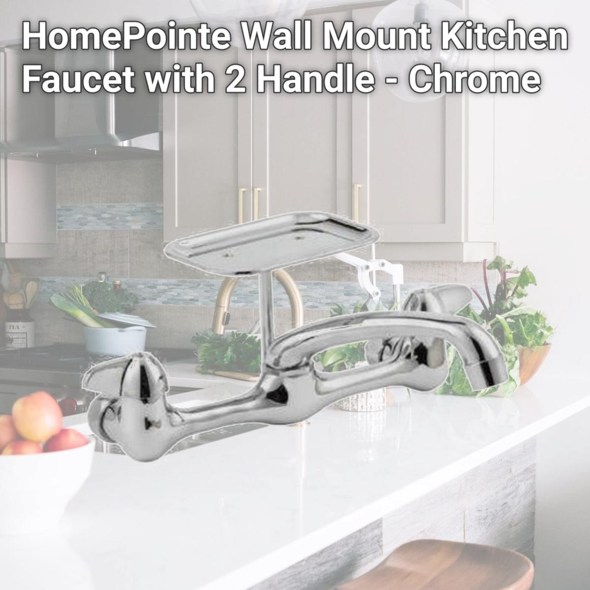 Picture of Homewerks Worldwide 240561 HomePointe Wall Mount Kitchen Faucet with 2 Handle - Chrome