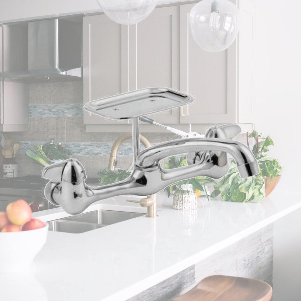 Picture of Homewerks Worldwide 240561 HomePointe Wall Mount Kitchen Faucet with 2 Handle - Chrome