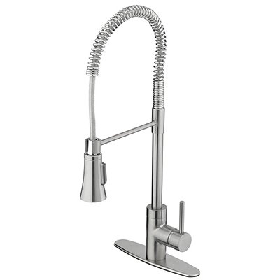 240696 Homepointe Pull Down Industrial Kitchen Faucet With Single Handle - Stainless Steel