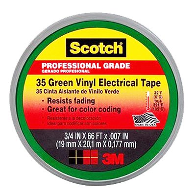192643 0.75 In. X 66 Ft. Professional Grade Vinyl Electrical Tape - Green