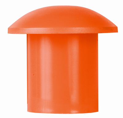2.25 In. Plastic Domed Mushroom Rebar Cap - Bright Orange, 25 Count