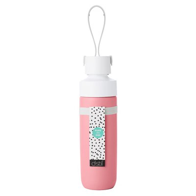 229968 28 Oz Stainless Steel Pinch & Carry Hydration Bottle - Coral Pink, Cotton White