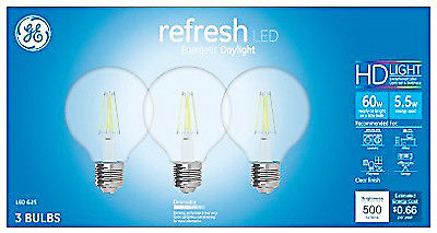 5.5W Globe Shape 3 in. Daylight Light Color Clear Bulb - Pack of 3