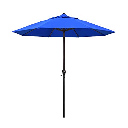 245805 11 Ft. Aluminum Deluxe Crank Open Market Umbrella, Sapphire Blue
