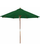 245806 9 Ft. Polyester Woodgrain Steel Pole Market Umbrella, Green - 2 Piece
