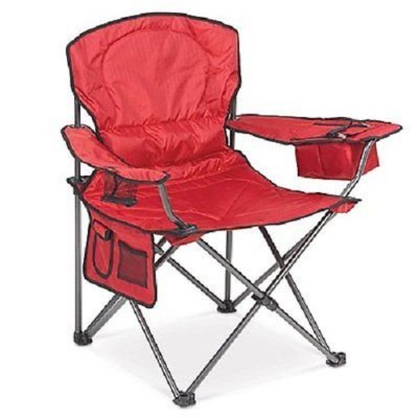 245912 Self Enclosing Quad Chair With Cloth Hook & Eye, Red & Blue