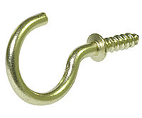 1-14 In. Brass Cup Hooks - Pack Of 3