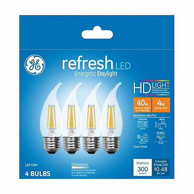 4W Candle Shape Daylight Light Color Clear Bulb - Pack of 4