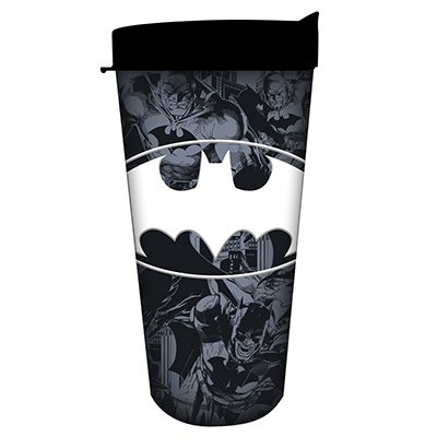 230856 16 Oz Gray Batman Multi Pose Collage Logo Domestic Tumbler