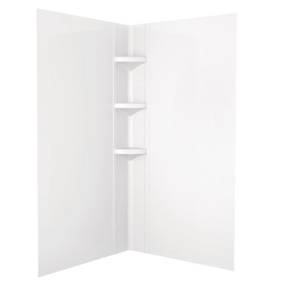 Delta Faucet 245042 38 X 38 In. High Gloss Neo Angle Corner Shower Wall Set - Bright White, 3 Piece