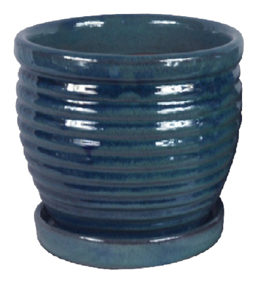 227344 9 In. Aqua Blue Honey Jar Planter