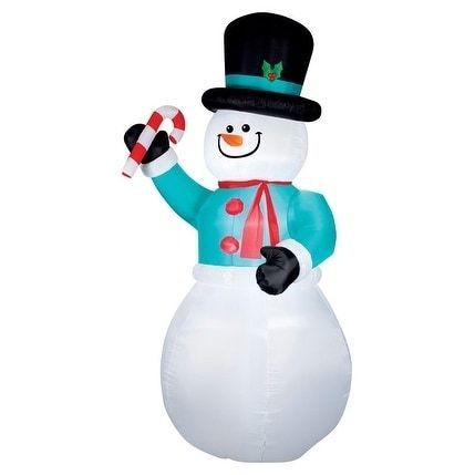 239036 12 Ft. Inflatable Snowman With Candy Cane Yard Art Decoration