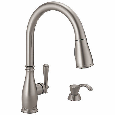 Delta Faucet 240868 Single Handle High Arc Pull Down Kitchen Faucet, Stainless Steel