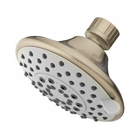 Showerhead Fixed-mount Plastic 5-settings, Brushed Nickel