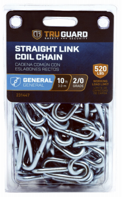231447 2 X 10 Ft. Zinc Plated Straight Link Coil Chain