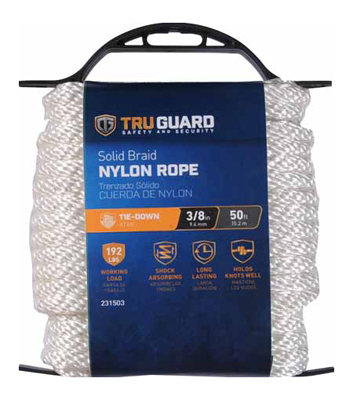 231503 0.37 In. X 50 Ft. Tru-guard White Smooth Braided Nylon Rope