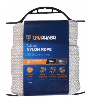231504 0.25 In. X 100 Ft. Tru-guard White Twisted Nylon Rope
