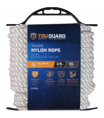231505 0.37 In. X 50 Ft. Tru-guard White Twisted Nylon Rope
