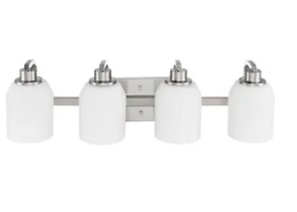 28.5 X 7.5 In. 60w Davenpt Collection 4 Light Brushed Nickel Vanity, White Glass