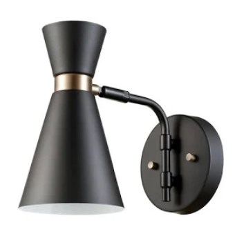 Belmont Collection 1 Light Wall Sconce, Black With Gold Accents